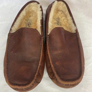 UGG 5379 Mens Ascot Browns Leather Sheepskin Shearling Slippers Driving Shoe 10
